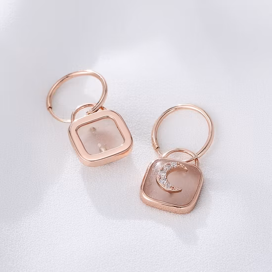 Pendientes De Aro De Plata Chapados En Oro Rosa De Moda