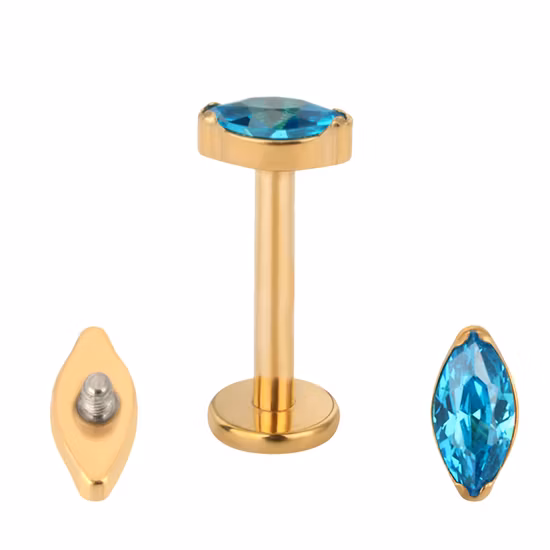 Gzn ASTM F136 joyería para Piercing corporal de titanio Marquesa CZ Blaze Set Fan Top Labret pendiente anillos para la nariz diseño al por mayor