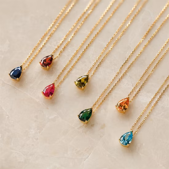 Collar de piedras preciosas de piedra natural minimalista personalizado, joyería de plata de ley S925 chapada en oro de 14 quilates, Baguette de circón cuadrado, piedra natal
