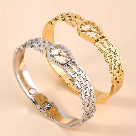 Brazalete fino plateado 18K de la abertura de la torsión de la joyería impermeable del acero inoxidable